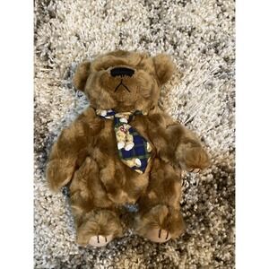 Vintage-Style Plush Teddy Bear with Bow Tie –‎ Soft Brown Fur, 8.5" Tall